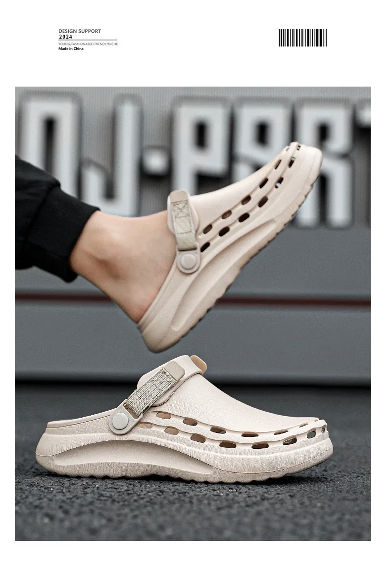 Quick-Dry EVA Solid Color Mens Sandals Fashion Trendy Lightweight Outdoor Travel Essentials Beach Shoes Casual Men’s Slippers