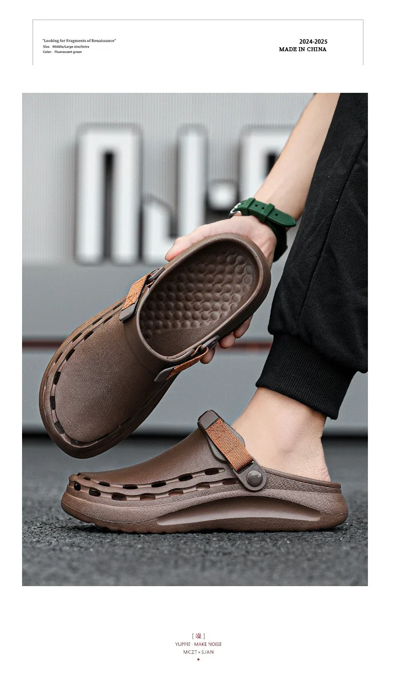 Quick-Dry EVA Solid Color Mens Sandals Fashion Trendy Lightweight Outdoor Travel Essentials Beach Shoes Casual Men’s Slippers
