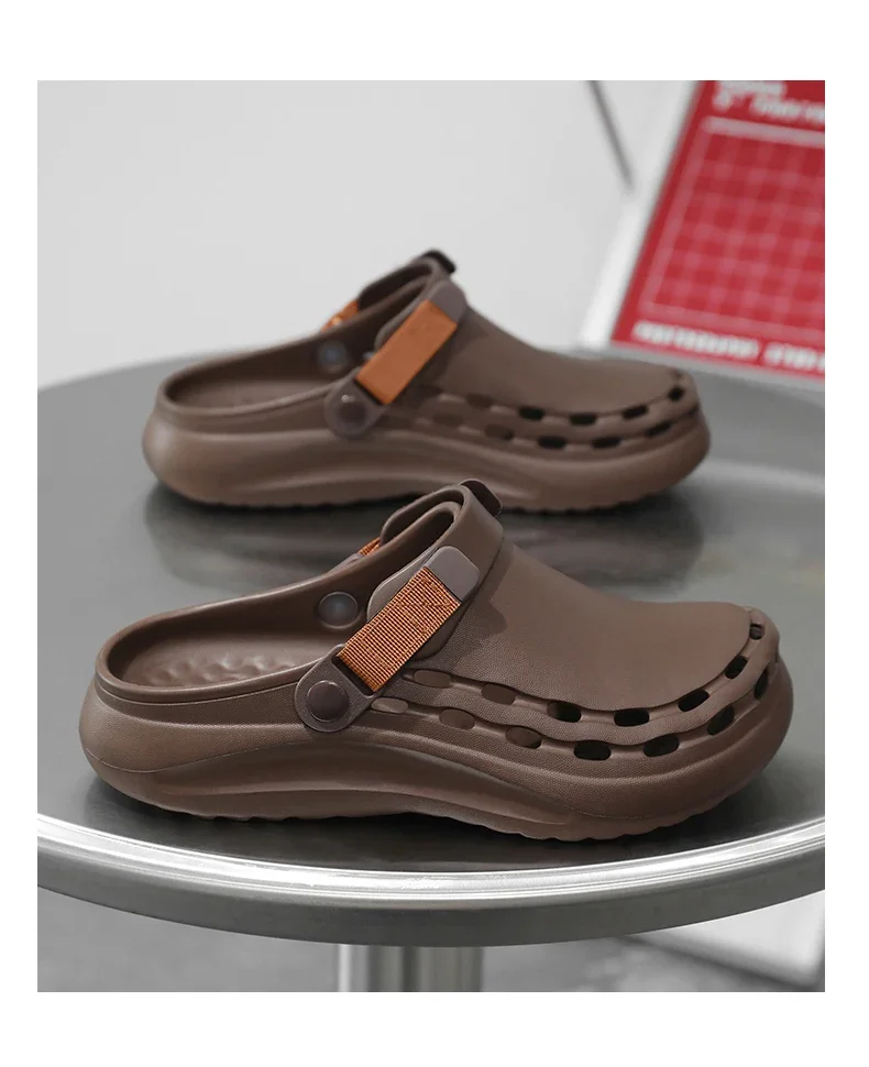 Quick-Dry EVA Solid Color Mens Sandals Fashion Trendy Lightweight Outdoor Travel Essentials Beach Shoes Casual Men’s Slippers