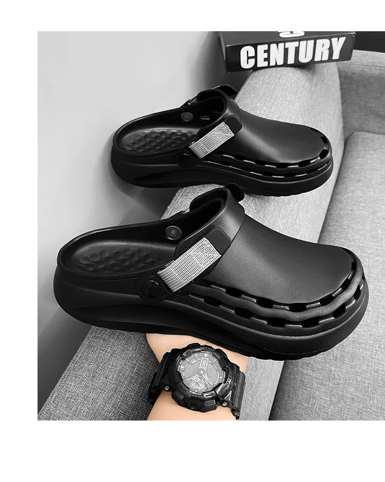 Quick-Dry EVA Solid Color Mens Sandals Fashion Trendy Lightweight Outdoor Travel Essentials Beach Shoes Casual Men’s Slippers