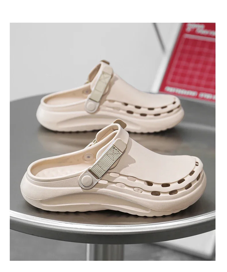 Quick-Dry EVA Solid Color Mens Sandals Fashion Trendy Lightweight Outdoor Travel Essentials Beach Shoes Casual Men’s Slippers