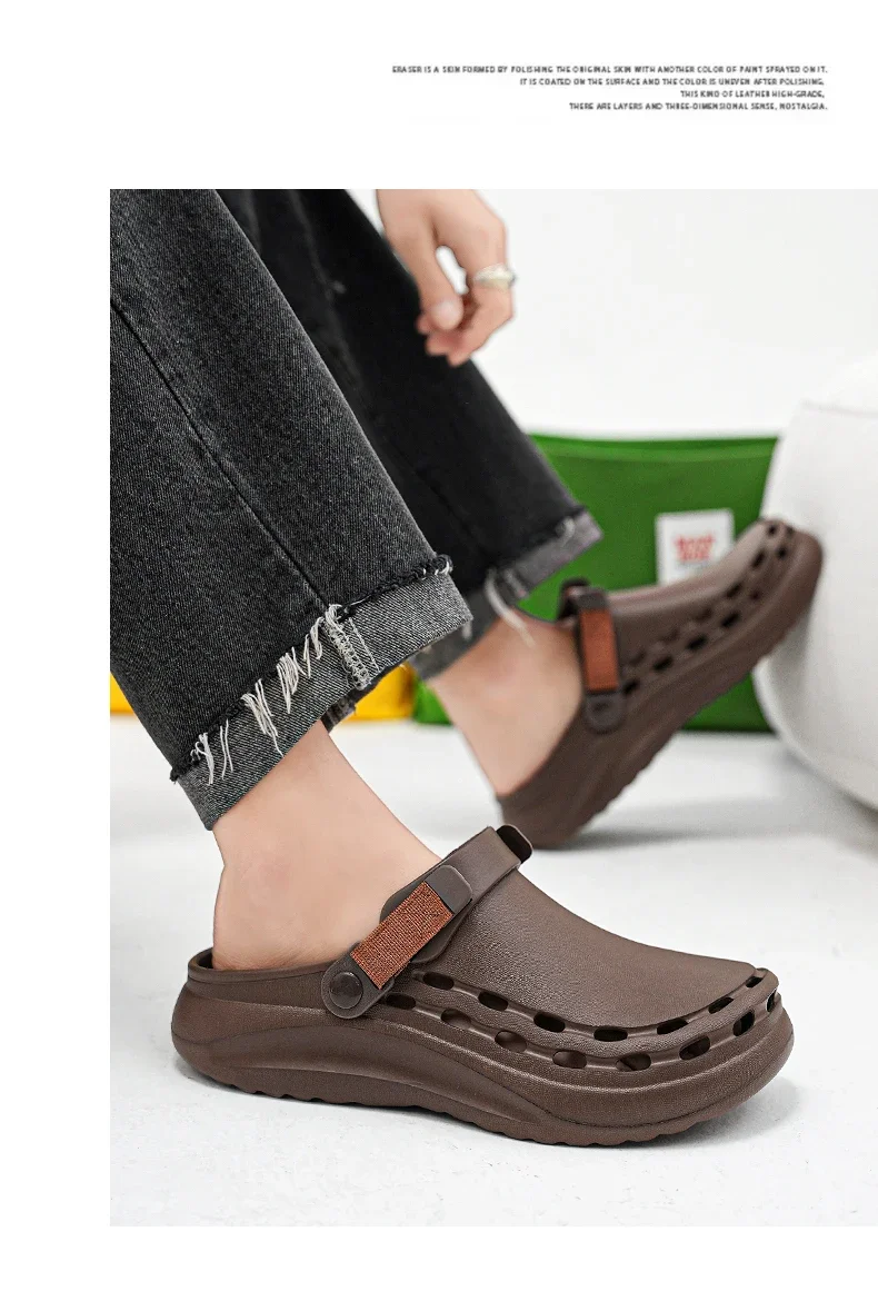 Quick-Dry EVA Solid Color Mens Sandals Fashion Trendy Lightweight Outdoor Travel Essentials Beach Shoes Casual Men’s Slippers