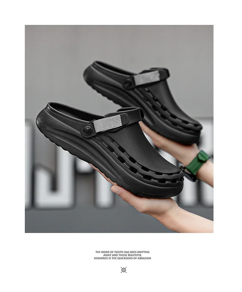 Quick-Dry EVA Solid Color Mens Sandals Fashion Trendy Lightweight Outdoor Travel Essentials Beach Shoes Casual Men’s Slippers