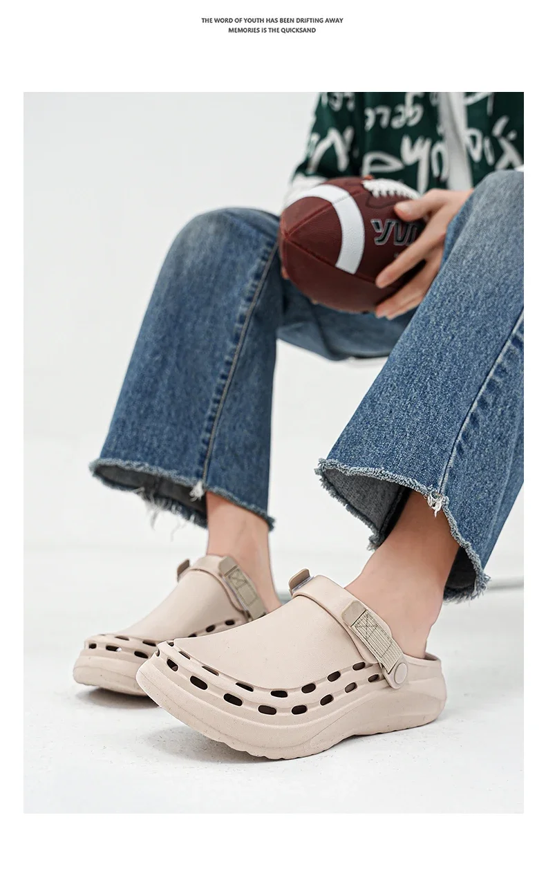 Quick-Dry EVA Solid Color Mens Sandals Fashion Trendy Lightweight Outdoor Travel Essentials Beach Shoes Casual Men’s Slippers