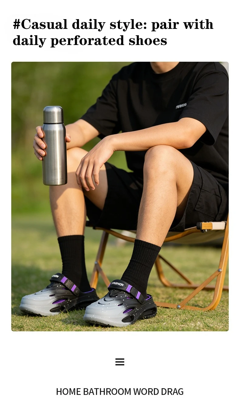 Stepping on shit hole shoes men's 2026 new summer wear sports trend thick-soled non-slip deodorant breathable sandals