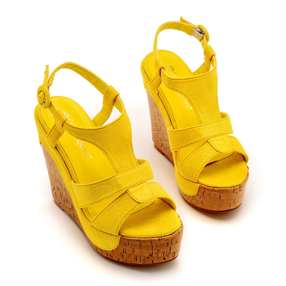 Crystal Queen Bohemia Style Womens Sandals Hemp Rope High Heel Fish Mouth On Peep Toe Platform Wedges
