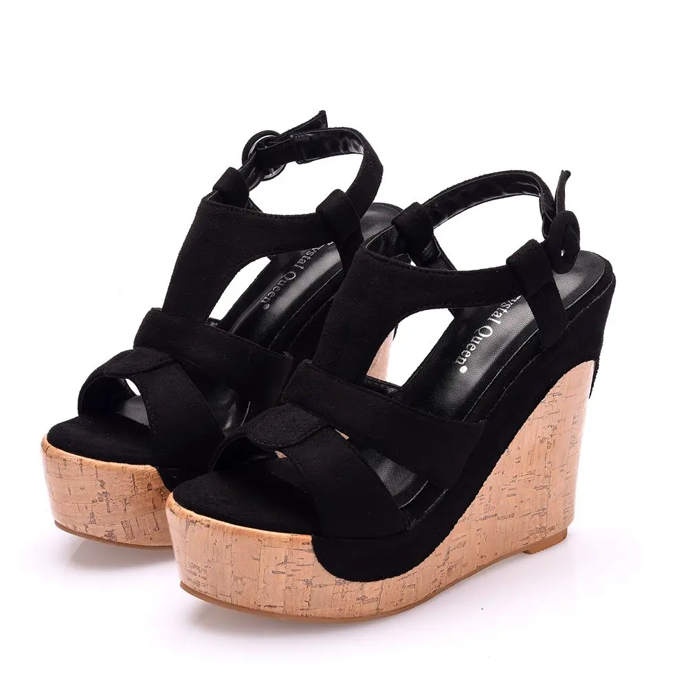 Crystal Queen Bohemia Style Womens Sandals Hemp Rope High Heel Fish Mouth On Peep Toe Platform Wedges
