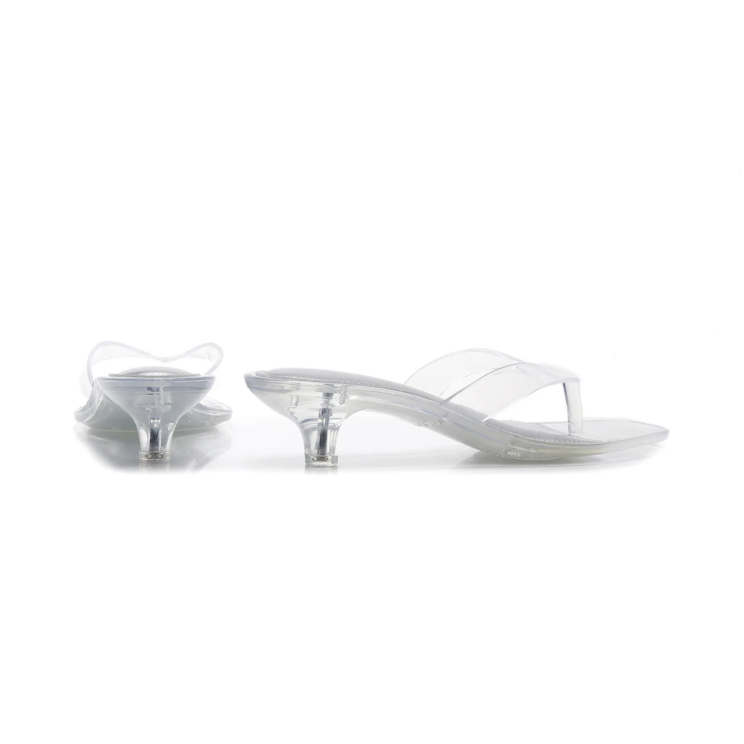 2026 New Women's Crystal Jelly Slippers Low Wine Glass Heel Toe Post Square Toe Sandals Casual Summer Beach Flip Flops