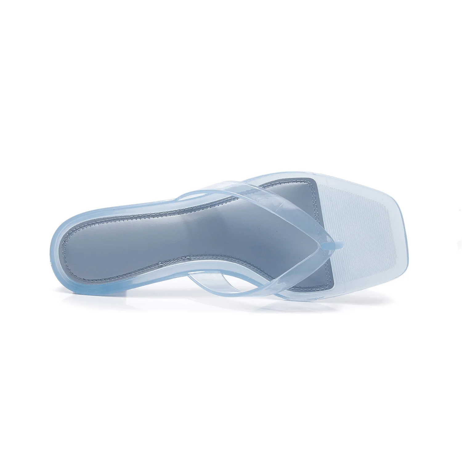 2026 New Women's Crystal Jelly Slippers Low Wine Glass Heel Toe Post Square Toe Sandals Casual Summer Beach Flip Flops