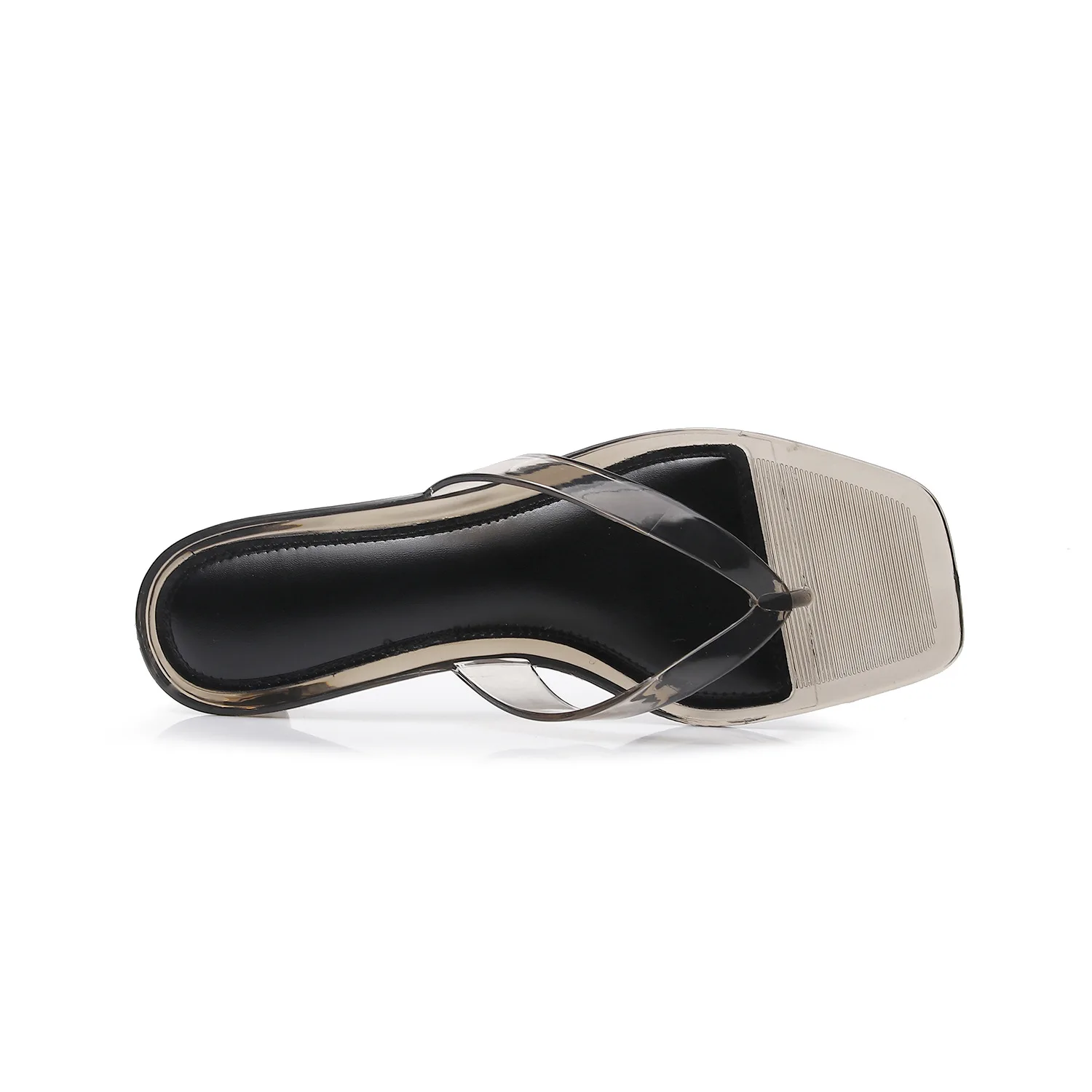 2026 New Women's Crystal Jelly Slippers Low Wine Glass Heel Toe Post Square Toe Sandals Casual Summer Beach Flip Flops