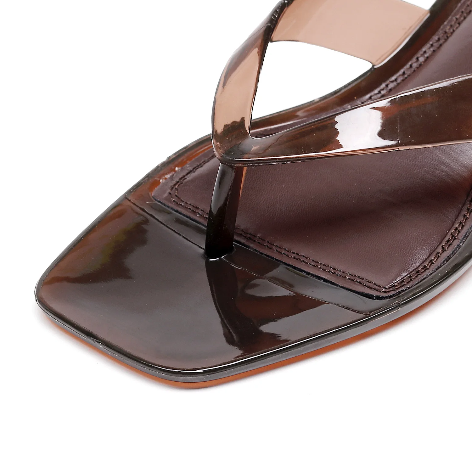 2026 New Women's Crystal Jelly Slippers Low Wine Glass Heel Toe Post Square Toe Sandals Casual Summer Beach Flip Flops