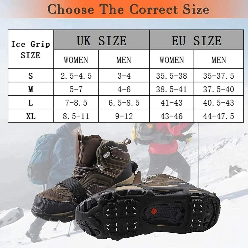 24 Studs Ice Snow Traction Cleats Stretch Rubber Wear-resistant Winter Walking Boots Cleats Non-slip Gripper Snow Spikes