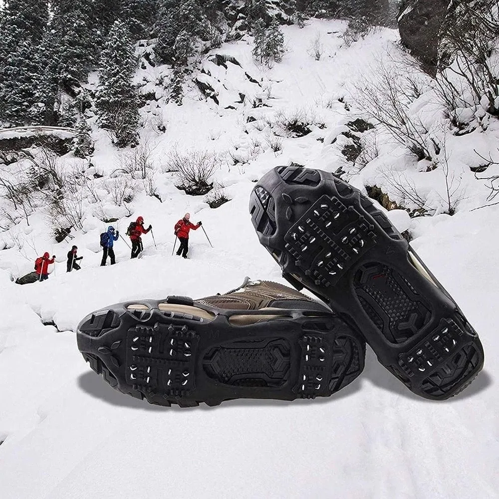 24 Studs Ice Snow Traction Cleats Stretch Rubber Wear-resistant Winter Walking Boots Cleats Non-slip Gripper Snow Spikes