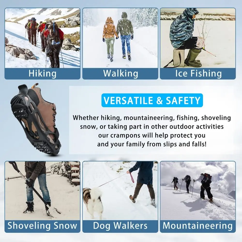 24 Studs Ice Snow Traction Cleats Stretch Rubber Wear-resistant Winter Walking Boots Cleats Non-slip Gripper Snow Spikes