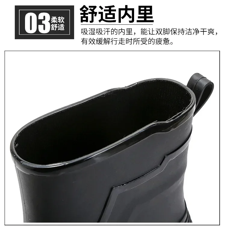 2026 Men's new short tube water boots, waterproof shoes, anti slip thick soled rain boots, outdoor work rain boots