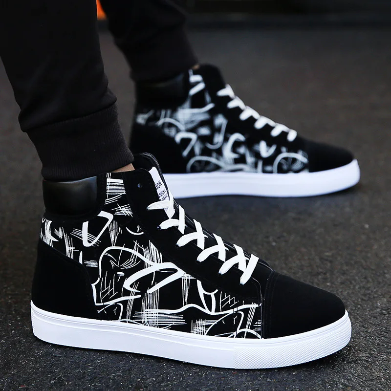 New men high top Canvas Shoes Outdoor Fashion walking Sneakers Male Casual Vulcanized Shoes Student Anti slip Tenis sports shoes