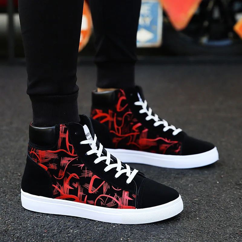 New men high top Canvas Shoes Outdoor Fashion walking Sneakers Male Casual Vulcanized Shoes Student Anti slip Tenis sports shoes