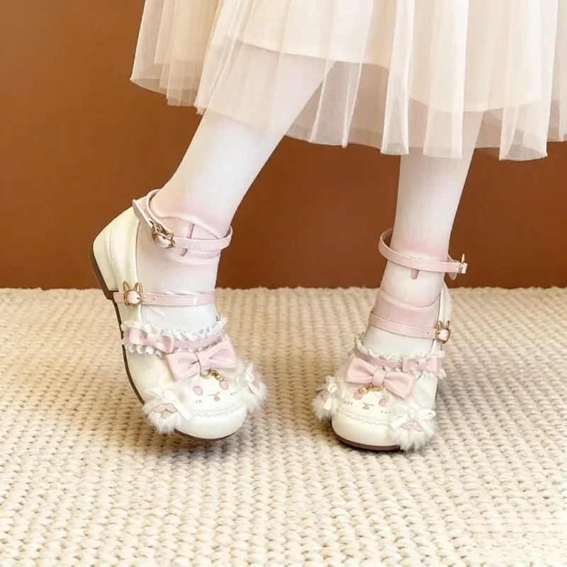 Women's Lolita Mary Jane Shoes, Mid-Heel Round Toe Bow Pumps, Sweet Cute Style, Suitable for Students, Daily and Party Wear.
