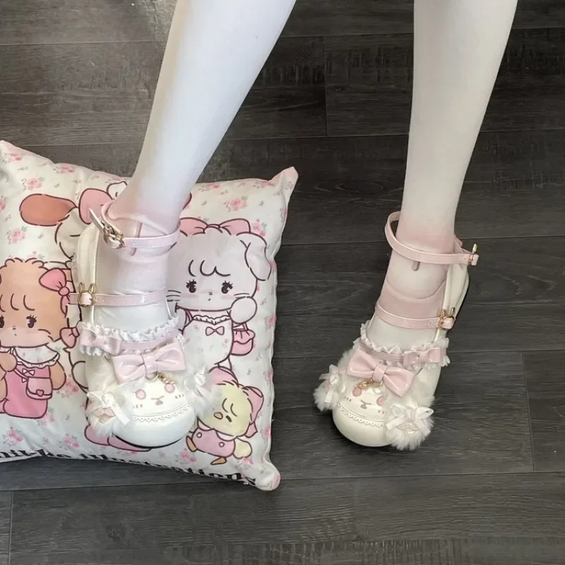 Women's Lolita Mary Jane Shoes, Mid-Heel Round Toe Bow Pumps, Sweet Cute Style, Suitable for Students, Daily and Party Wear.