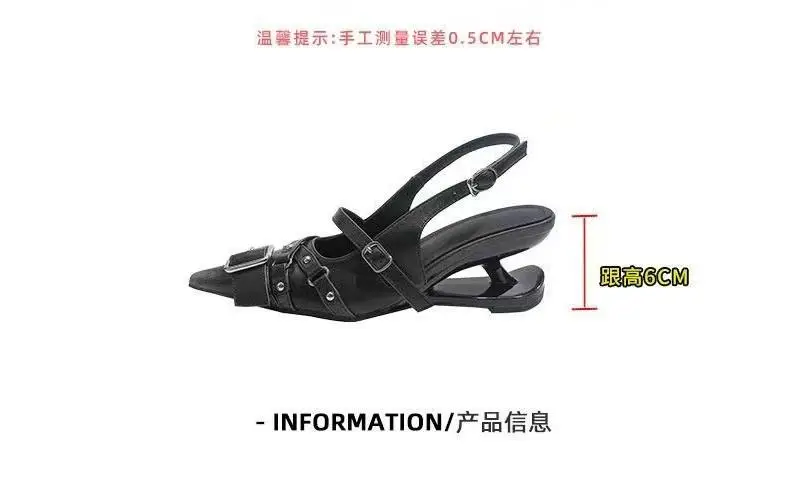 2026 New Pointed Toe High Heels Women Wear Belt Buckle Baotou Cold Slippers Half Drag Back Empty Single Shoes For Women Shoes