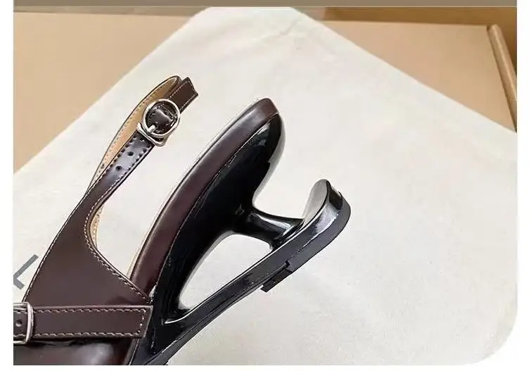 2026 New Pointed Toe High Heels Women Wear Belt Buckle Baotou Cold Slippers Half Drag Back Empty Single Shoes For Women Shoes