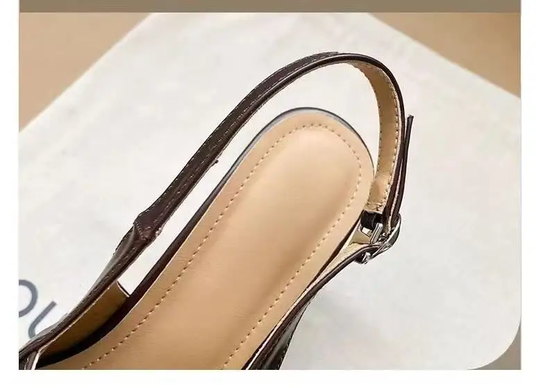 2026 New Pointed Toe High Heels Women Wear Belt Buckle Baotou Cold Slippers Half Drag Back Empty Single Shoes For Women Shoes