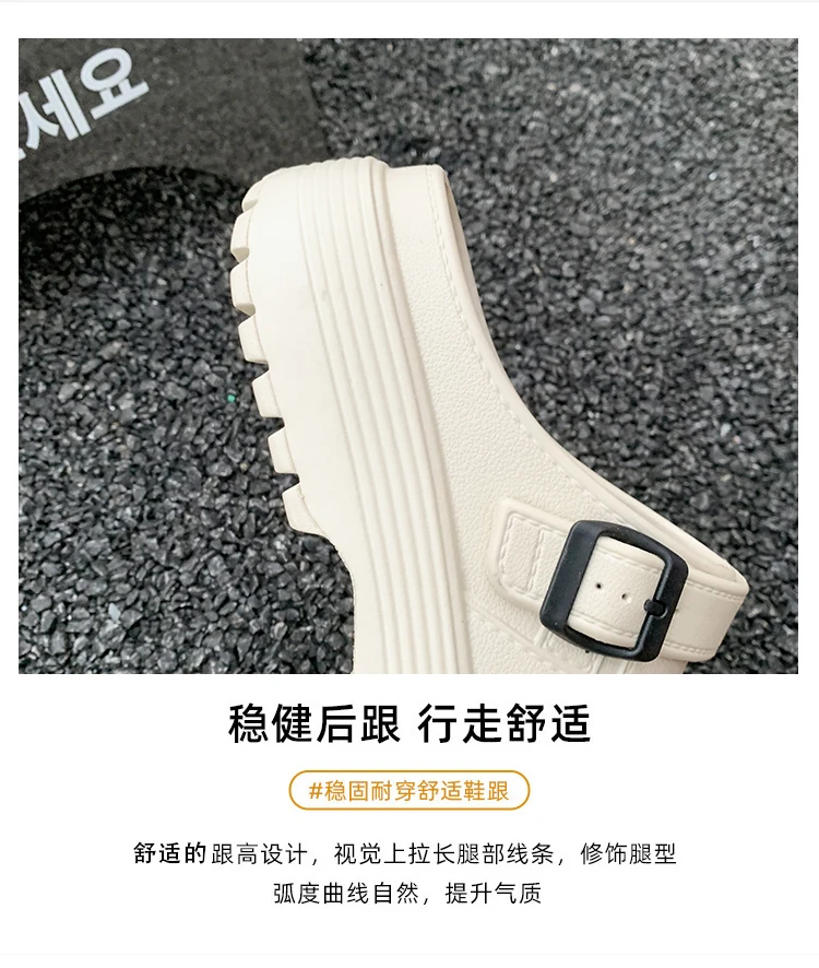 Thick-Soled Slippers for Men 2026 Summer New Style Slip-On Lazy Outdoor Non-Slip Height-Increasing Retro Closed-Toe Slippers