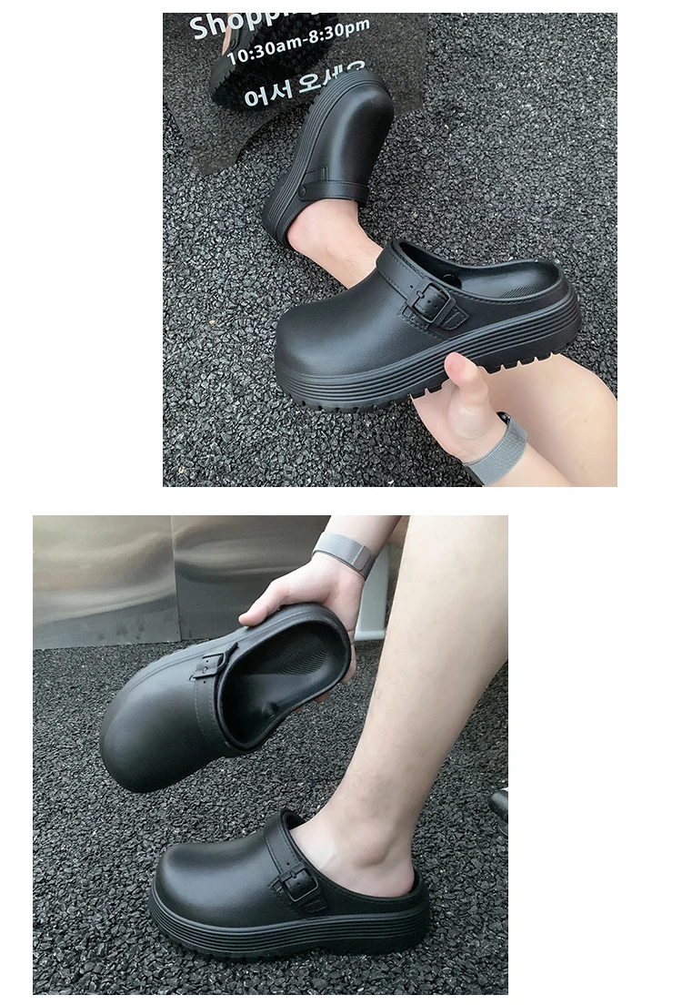 Thick-Soled Slippers for Men 2026 Summer New Style Slip-On Lazy Outdoor Non-Slip Height-Increasing Retro Closed-Toe Slippers
