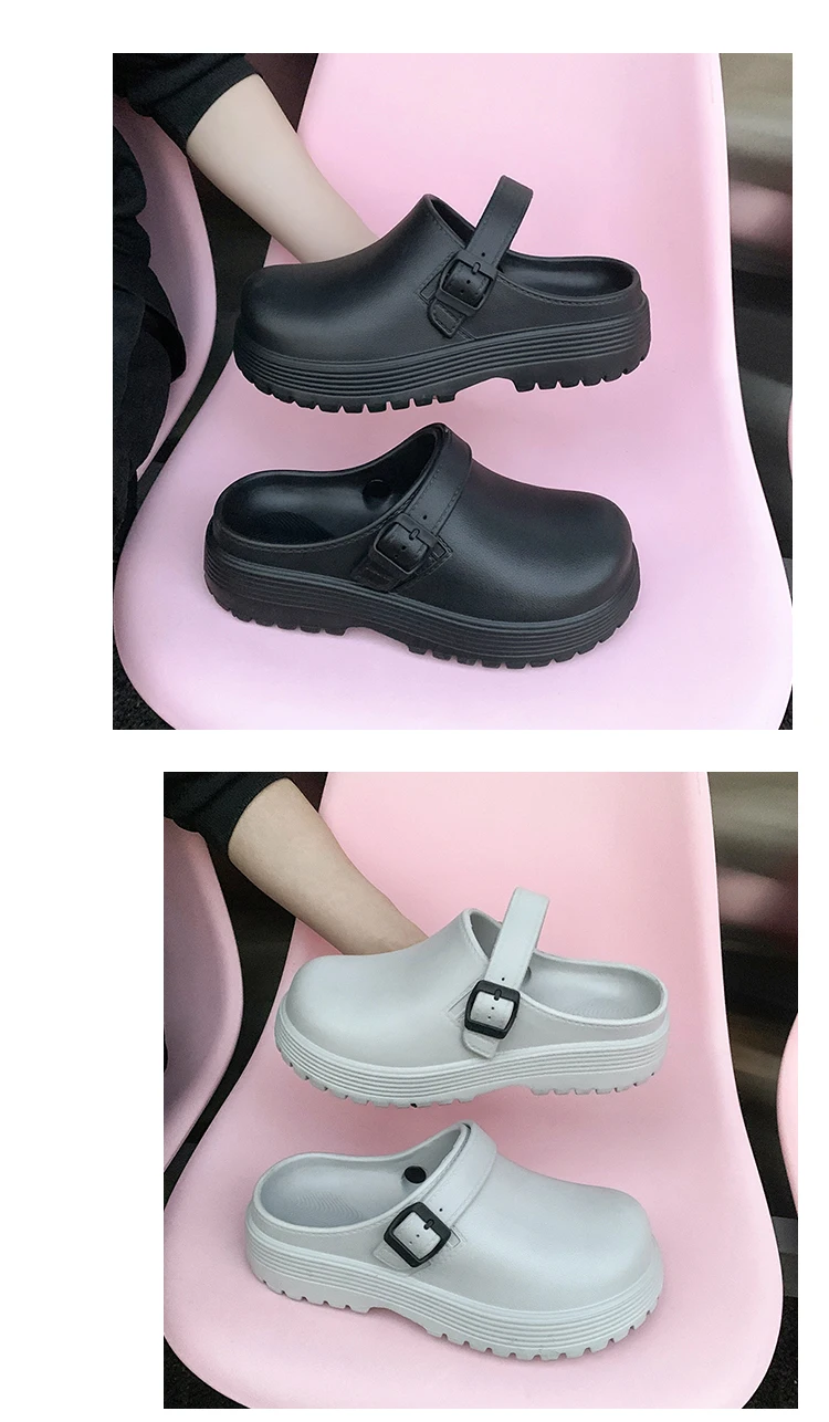 Thick-Soled Slippers for Men 2026 Summer New Style Slip-On Lazy Outdoor Non-Slip Height-Increasing Retro Closed-Toe Slippers