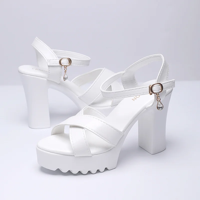 Women Fish Mouth Platform High Heels Wedges Buckle Sandals Shallow Hollow Open Toe Shoes Woman Party Footstep Office Pumps
