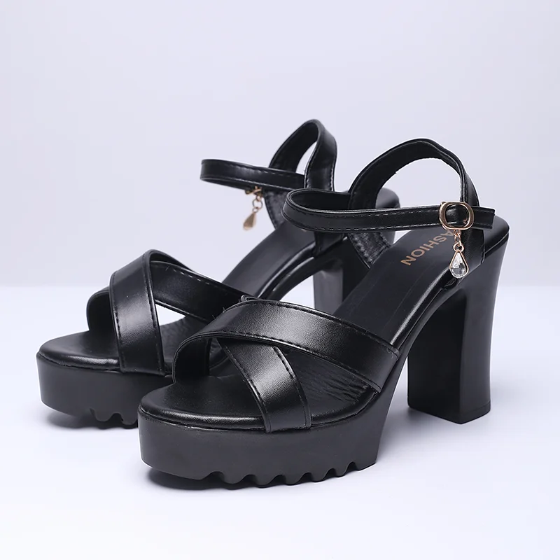 Women Fish Mouth Platform High Heels Wedges Buckle Sandals Shallow Hollow Open Toe Shoes Woman Party Footstep Office Pumps
