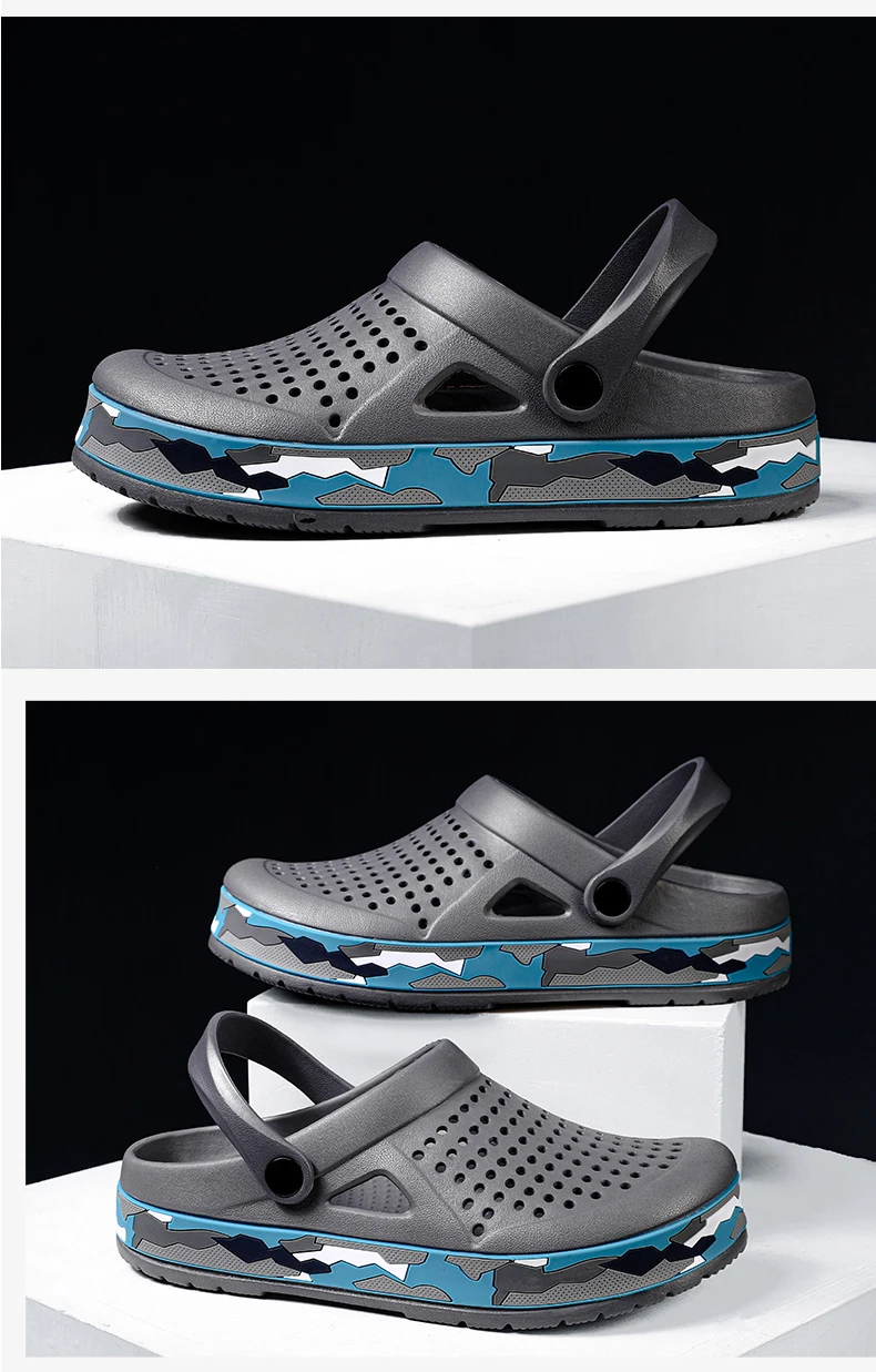 Men's summer casual hole shoes non slip lightweight breathable Two wearing men's sandals fashion comfort beach shoes slippers