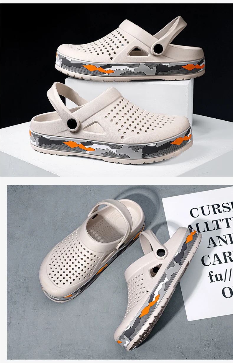 Men's summer casual hole shoes non slip lightweight breathable Two wearing men's sandals fashion comfort beach shoes slippers