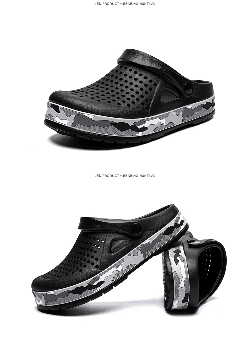 Men's summer casual hole shoes non slip lightweight breathable Two wearing men's sandals fashion comfort beach shoes slippers