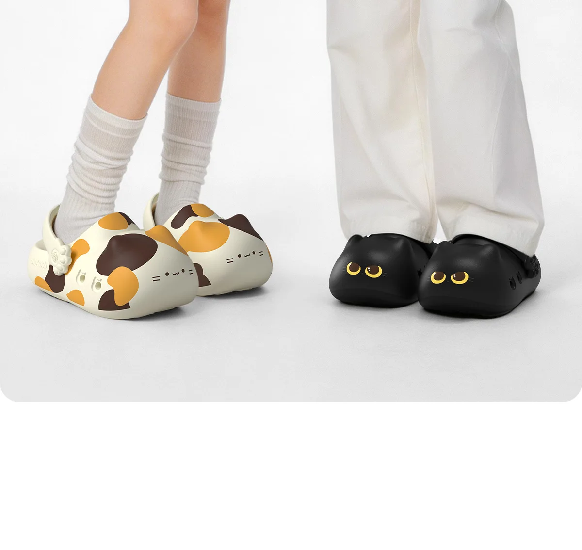Three Flower Cat Claw Hole Shoes for Women at Home, Couple Wearing Outside, Arch Support, Thick Sole, Anti Slip Hole Slippers