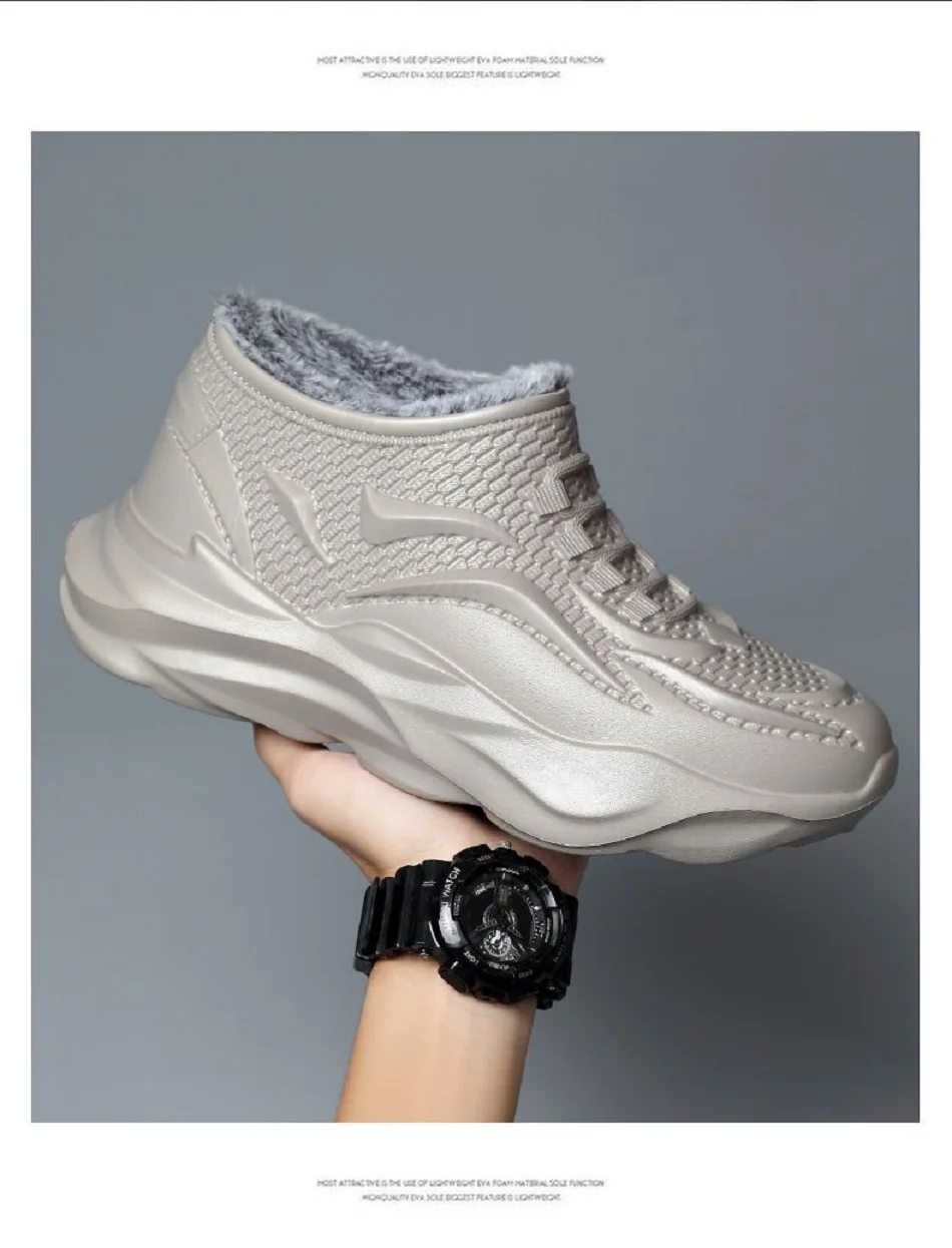EVA Waterproof Anti Slip Snow Boots Winter Fashion Men's Cold Thickened Fleece-lined Resistant Warm Cotton Shoes Christma Gifts