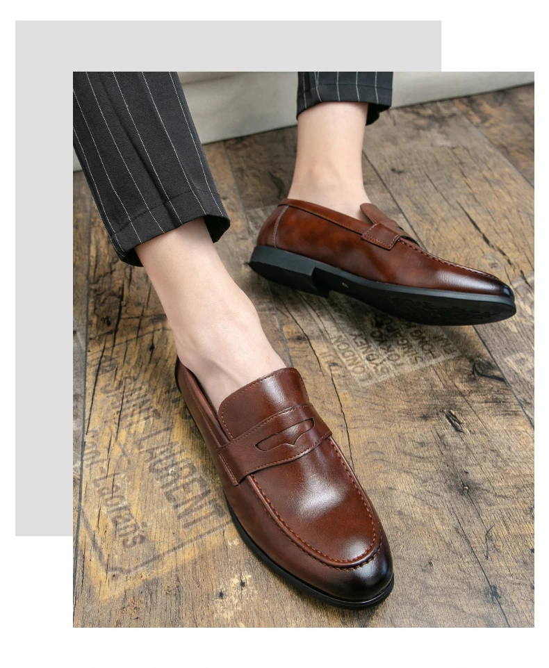 Fashion Casual Business Leather Shoes Men Classic Slip On Formal Social Leather Loafers Male Comfortable Men's Dress Shoes