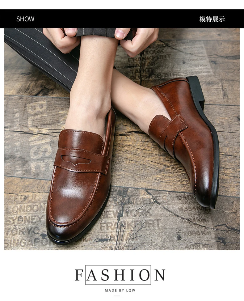 Fashion Casual Business Leather Shoes Men Classic Slip On Formal Social Leather Loafers Male Comfortable Men's Dress Shoes