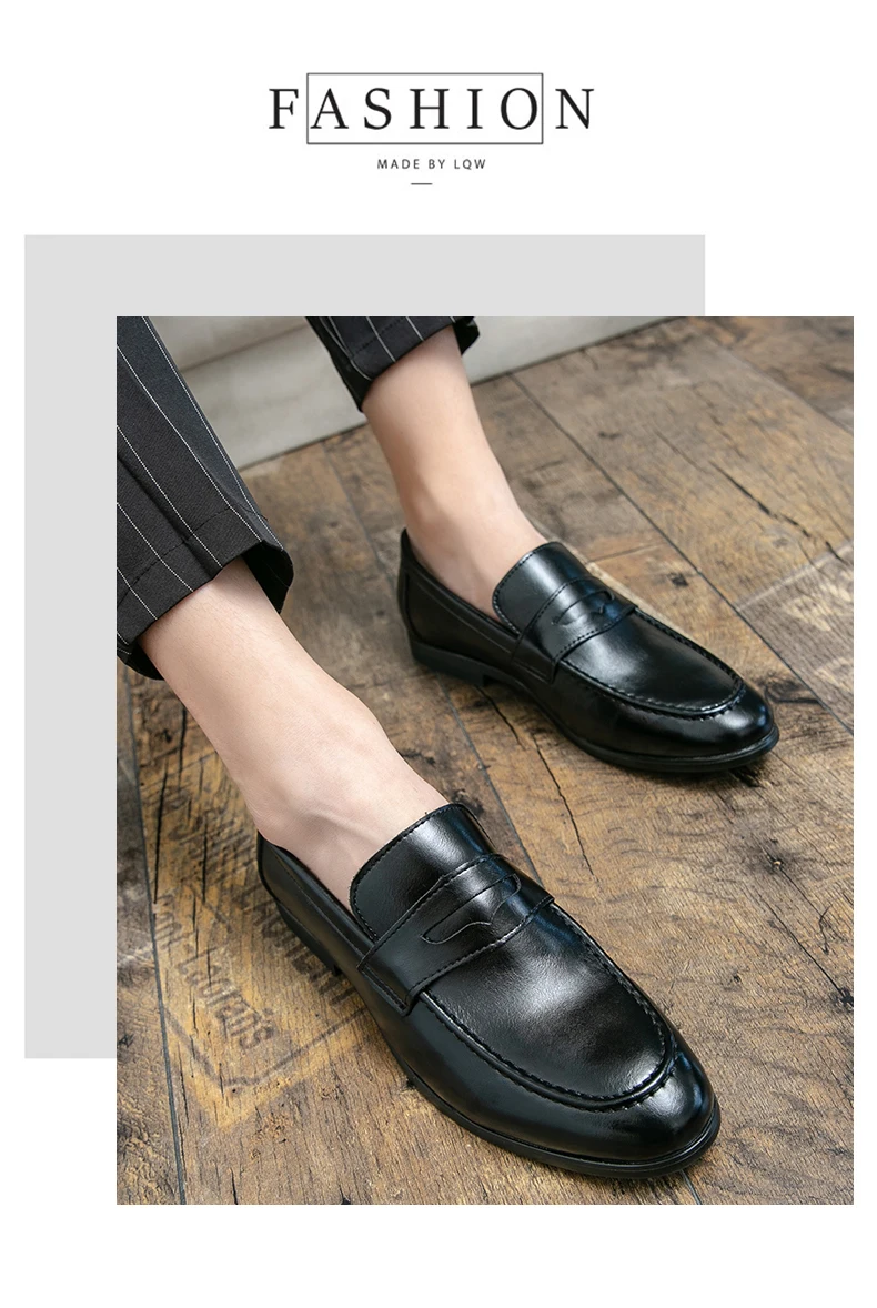 Fashion Casual Business Leather Shoes Men Classic Slip On Formal Social Leather Loafers Male Comfortable Men's Dress Shoes