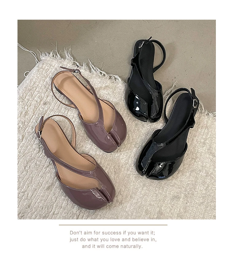 Tabi Sandals Women Brand Designer Cross Ankle Strap Sandals Buckle Slingback Chunky Low Heels Elegant Mary Jane Split-toe Shoes