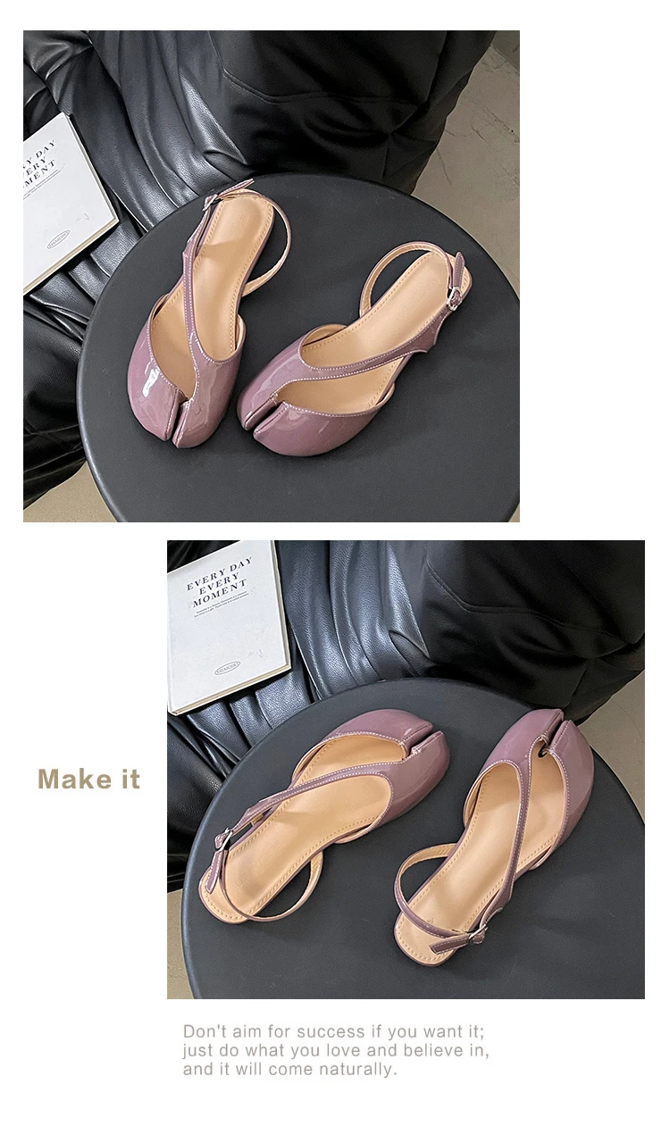 Tabi Sandals Women Brand Designer Cross Ankle Strap Sandals Buckle Slingback Chunky Low Heels Elegant Mary Jane Split-toe Shoes