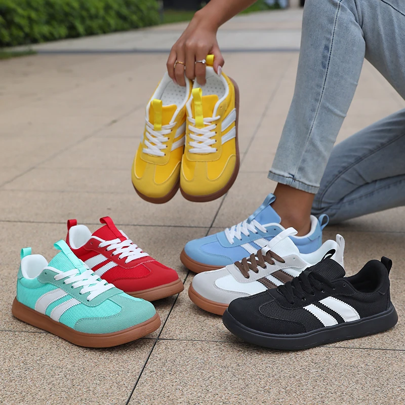 Lightweight Comfortable Sneakers for Women Fashion Striped Lace Up Sports Shoes Woman Casual Breathable Green Sneakers Plus Size