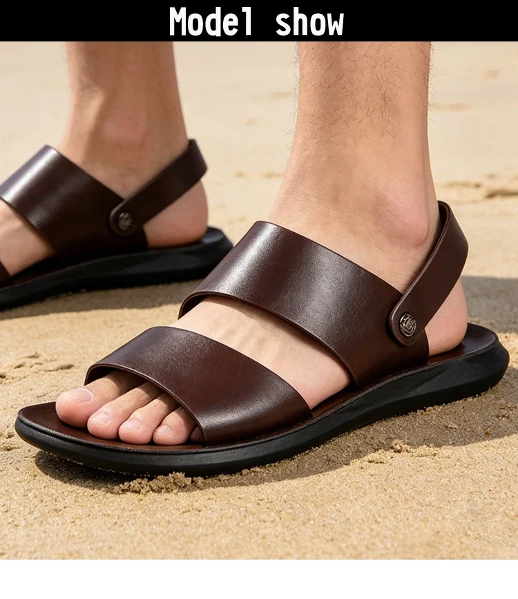 Men's Summer Breathable Casual Slip-On Sandals Outdoor Beach Wear-Resistant Anti-Slip Daily Commute Two-Way Wear Slippers-HX2029