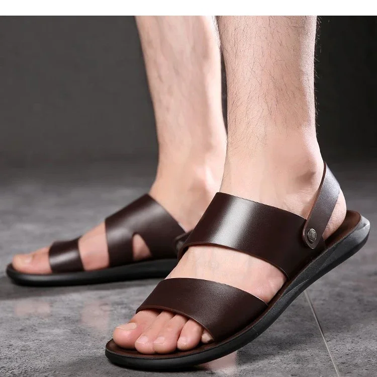 Men's Summer Breathable Casual Slip-On Sandals Outdoor Beach Wear-Resistant Anti-Slip Daily Commute Two-Way Wear Slippers-HX2029