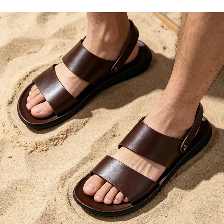 Men's Summer Breathable Casual Slip-On Sandals Outdoor Beach Wear-Resistant Anti-Slip Daily Commute Two-Way Wear Slippers-HX2029