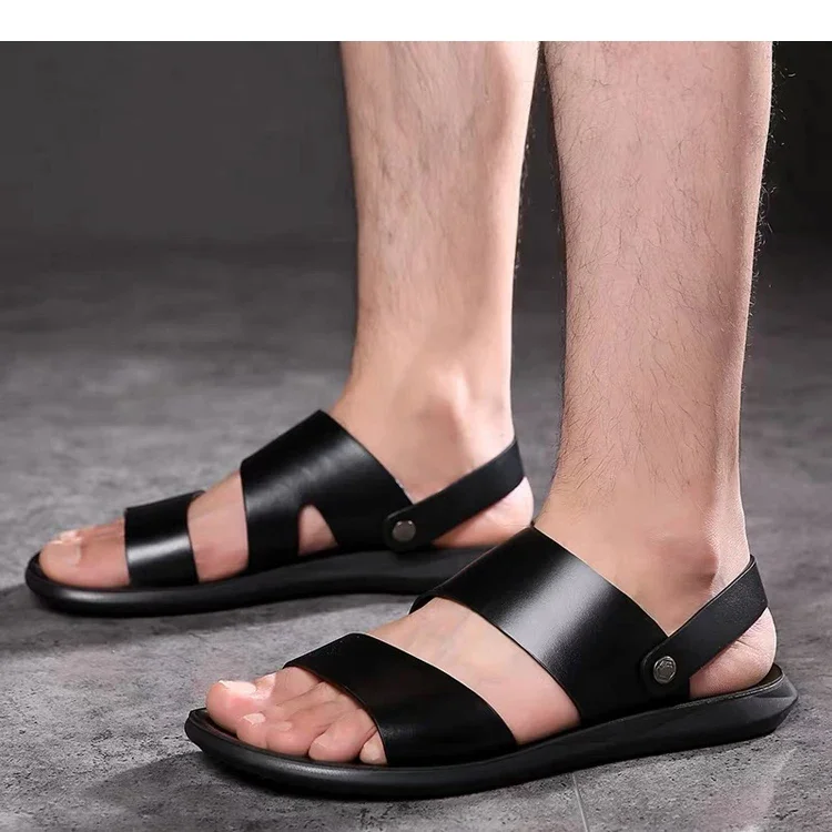 Men's Summer Breathable Casual Slip-On Sandals Outdoor Beach Wear-Resistant Anti-Slip Daily Commute Two-Way Wear Slippers-HX2029