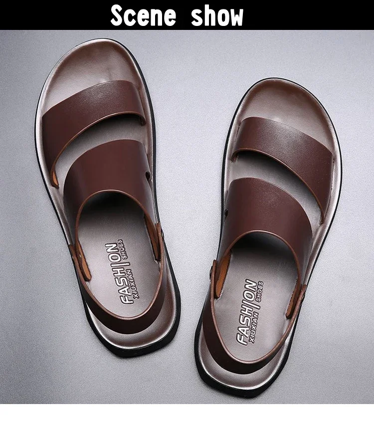 Men's Summer Breathable Casual Slip-On Sandals Outdoor Beach Wear-Resistant Anti-Slip Daily Commute Two-Way Wear Slippers-HX2029