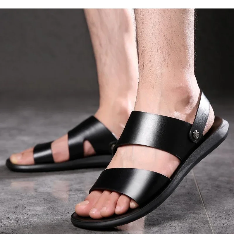Men's Summer Breathable Casual Slip-On Sandals Outdoor Beach Wear-Resistant Anti-Slip Daily Commute Two-Way Wear Slippers-HX2029