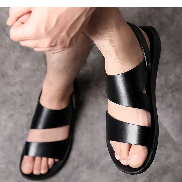 Men's Summer Breathable Casual Slip-On Sandals Outdoor Beach Wear-Resistant Anti-Slip Daily Commute Two-Way Wear Slippers-HX2029