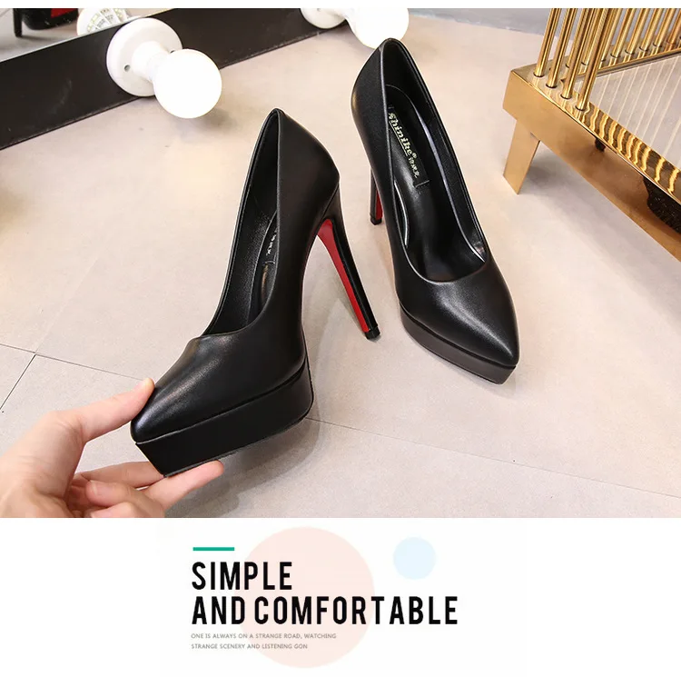 Sexy Pointed Toe Platform High Heels 12Cm Thin Heel Womens Pumps Fashion Small Size Lady Single Shoes Party Dress Shoes